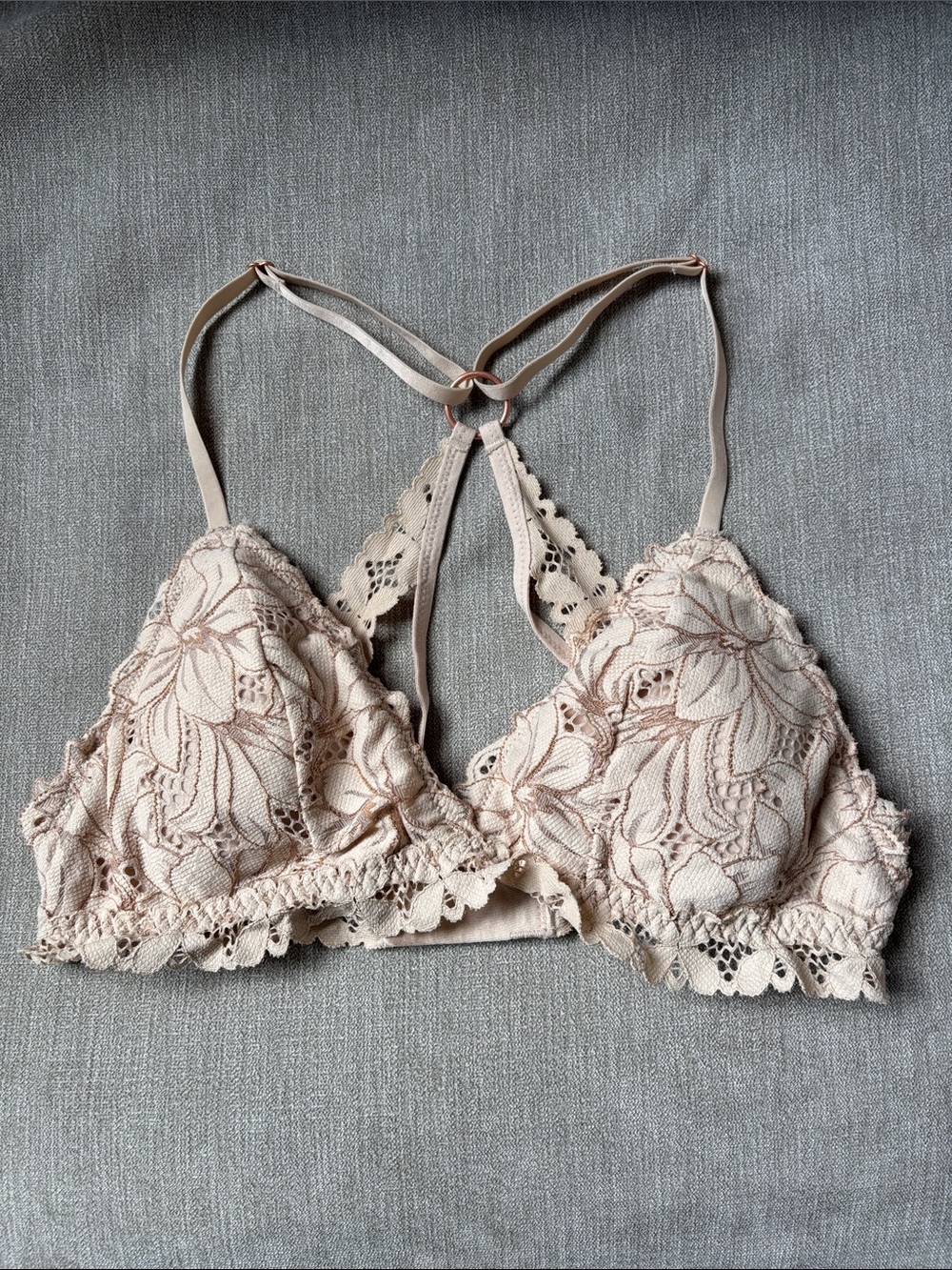 aerie Floral Lace Bralette in Blush